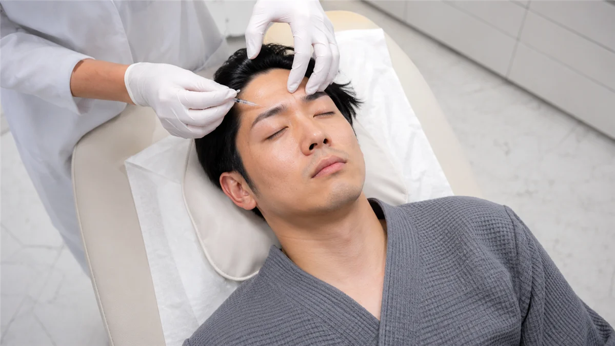 施術チェアで施術を受ける男性